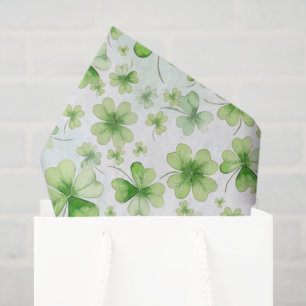 Lucky Watercolor Four Leaf Clover Irish Mom Dad Tissue Paper