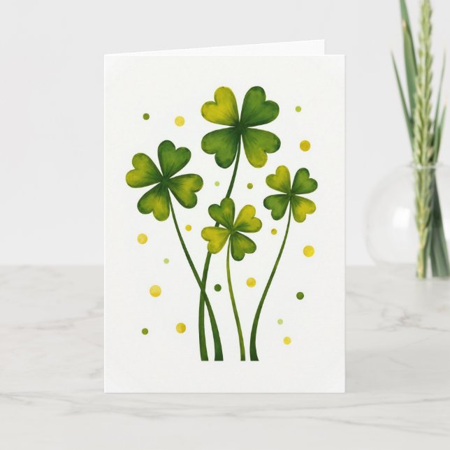 Lucky Watercolor Leaves Card (Front)