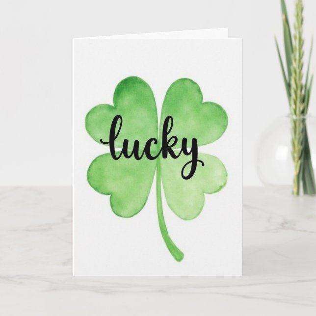 Lucky Watercolor Style Card (Front)