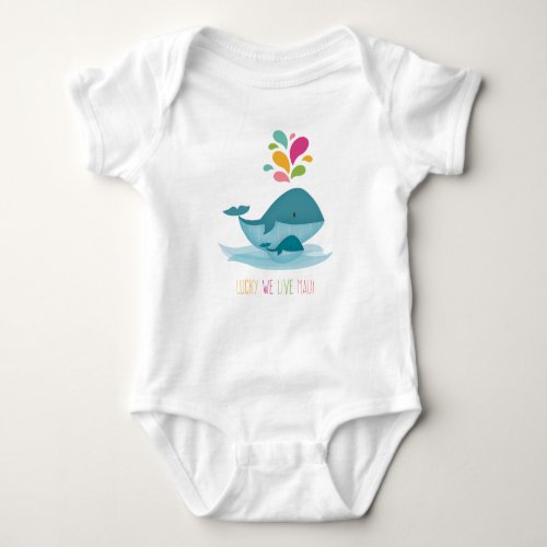 Lucky We Live Maui Humpback Whale and baby Baby Bodysuit