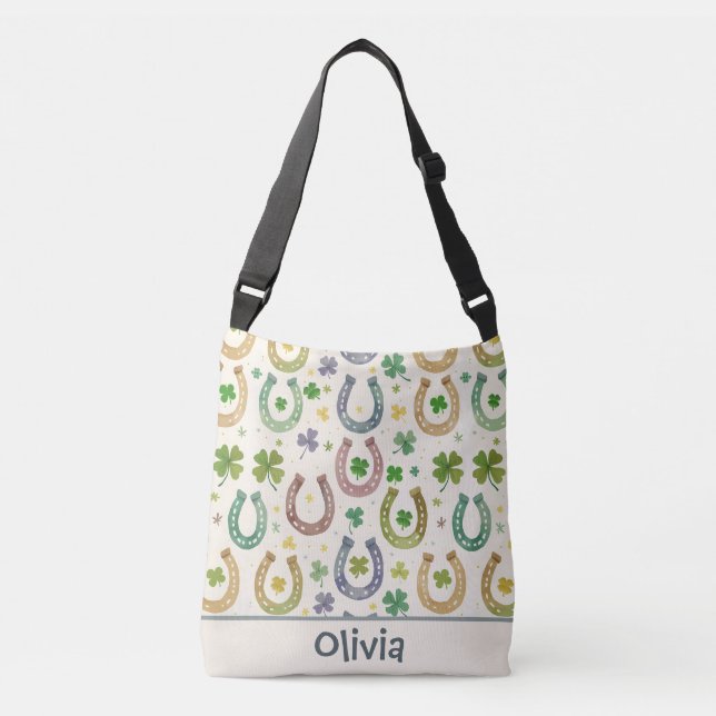 Lucky Western Charm – Horseshoes & Clovers Crossbody Bag (Front)