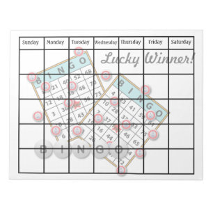 Lucky Winner Bingo Theme Blank Calendar Notepad