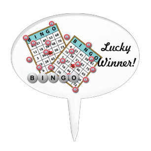 Lucky Winner Bingo Theme Cake Topper