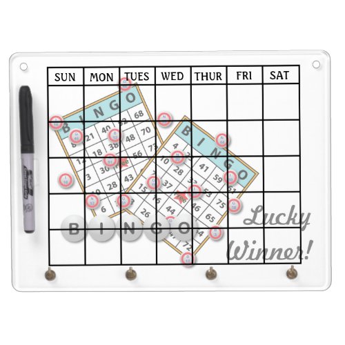 Lucky Winner Bingo Theme Dry Erase Board With Keychain Holder