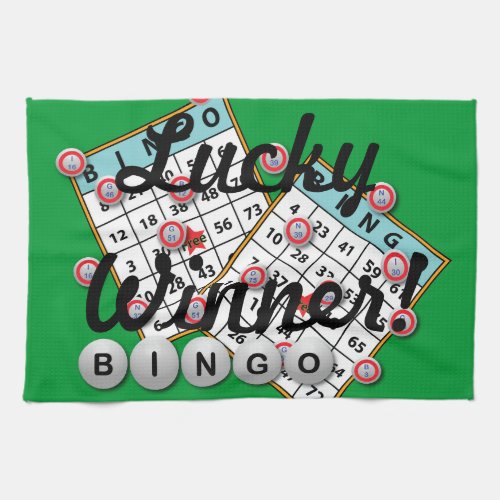 Lucky Winner Bingo Theme Kitchen Towel