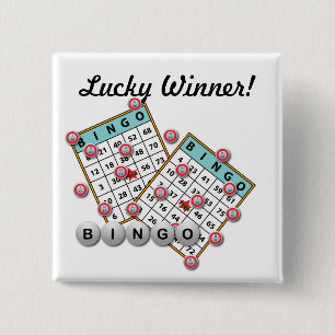 Lucky Winner Bingo Theme Pinback Button