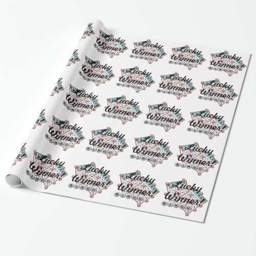 Lucky Winner Bingo Theme Wrapping Paper