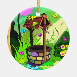 Lucky Wishing Well Magic Forest Butterfly Ornament