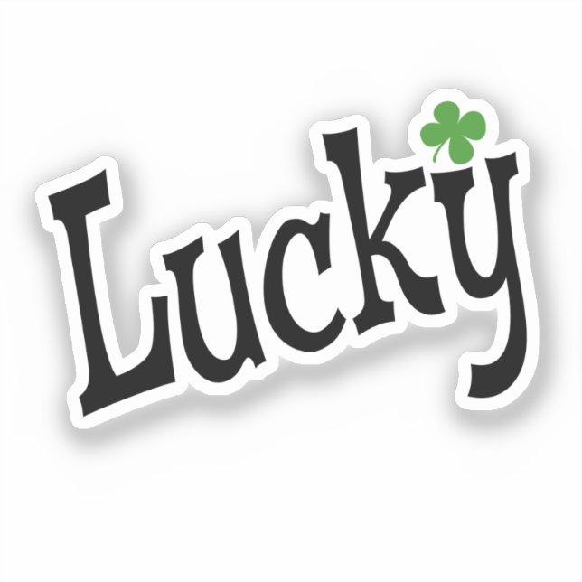 Lucky with four leaf clover sticker (Front)