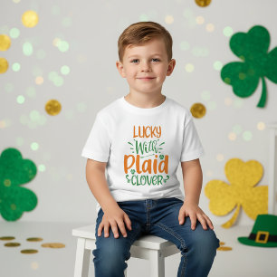 Lucky with Plaid Clover? St Patrick T-Shirt Kids
