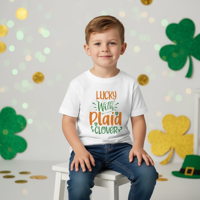 Lucky with Plaid Clover? St Patrick T-Shirt Kids (Creator Uploaded)