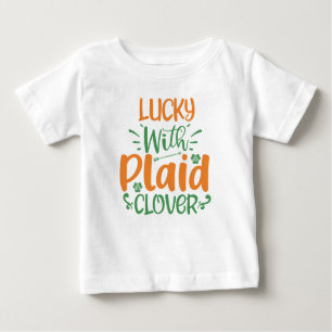 Lucky with Plaid Clover? St Patrick T-Shirt Kids