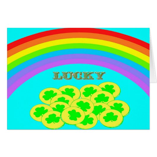Lucky with Rainbows, Gold and Shamrocks Cards (Front Horizontal)