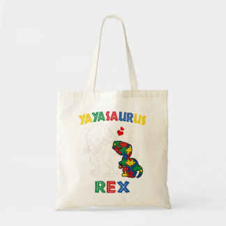 Lucky Yayasaurus Autism Awareness Yaya Dinosaur Gr Tote Bag