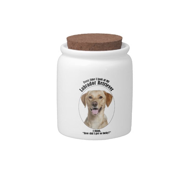 Lucky Yellow Lab Treat Jar (Front)