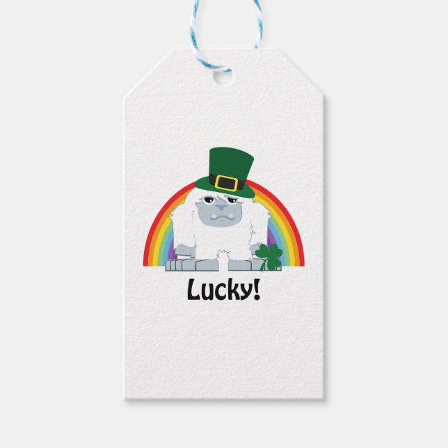 Lucky Yeti Leprechaun Gift Tags (Front)