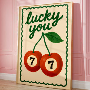 Lucky You Cherry 7 Wall Art Vintage Casino Decor