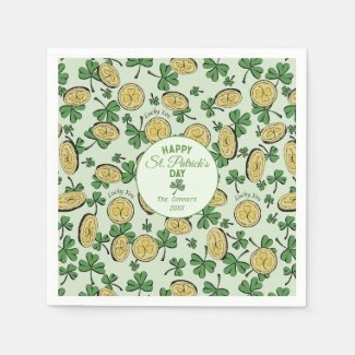 Lucky You Coins & Green Shamrocks St Patricks Day