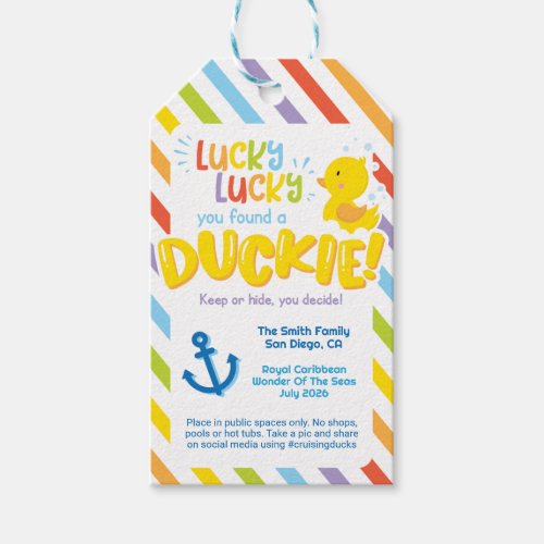 Lucky You Found a Duckie Rainbow Cruise Duck Tags
