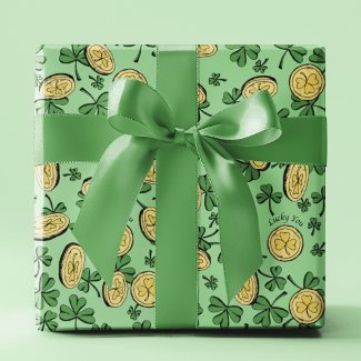 Lucky You Green Clover Gold Coins St Patrick's Day