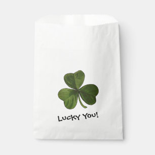 Lucky You Green Shamrock with Custom Text Favor Bag