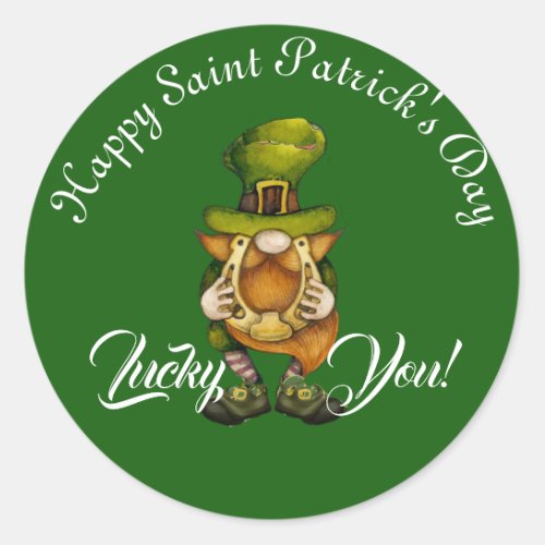 Lucky You Leprechaun Happy Saint Patricks Day Cute Classic Round Sticker