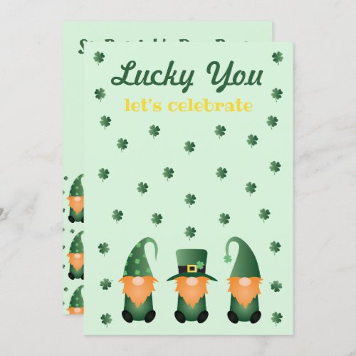 Lucky You Lets Celebrate Gnomes Invitation