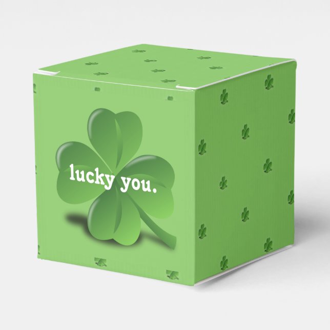“Lucky You” Shamrock St. Patrick's Day Favor Boxes (Front Side)