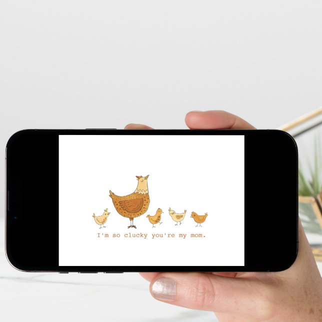 Lucky You're My Mom Hen and Chicks Card (Front Digital)