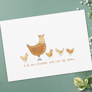 Lucky You're My Mom Hen and Chicks Card
