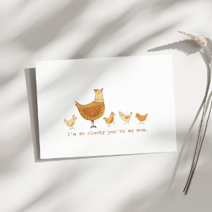 Lucky You're My Mom Hen and Chicks Mother's Day Card