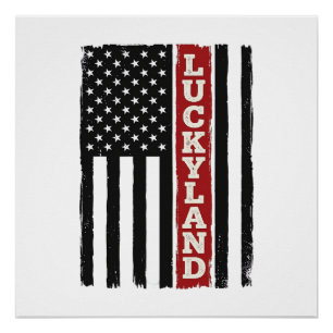 Luckyland Vertical Patriotic Flag Vintage Poster
