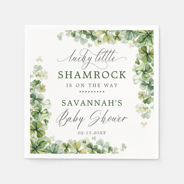 LuckyLittle Shamrock St. Patrick's Day Baby Shower Napkins (Front)