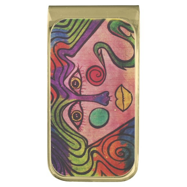 LuckyPen Art Gold Finish Money Clip (Front Vertical)