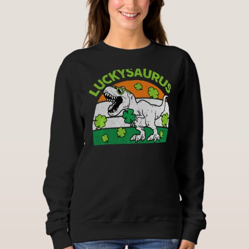 Luckysaurus St Patricks Day  Boys Toddler Dinosaur Sweatshirt