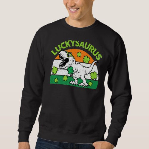 Luckysaurus St Patricks Day  Boys Toddler Dinosaur Sweatshirt