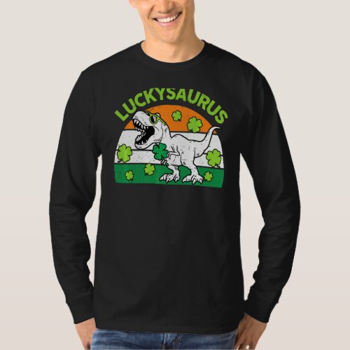 Luckysaurus St Patricks Day  Boys Toddler Dinosaur T_Shirt