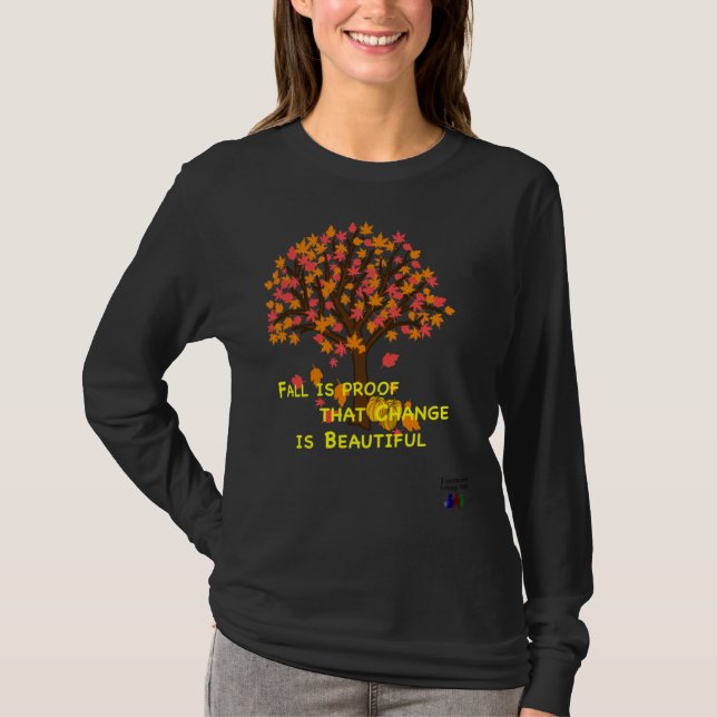 Lucmarty Fall is Proof Maple Leaves Pumpkin Autumn T-Shirt (Front)