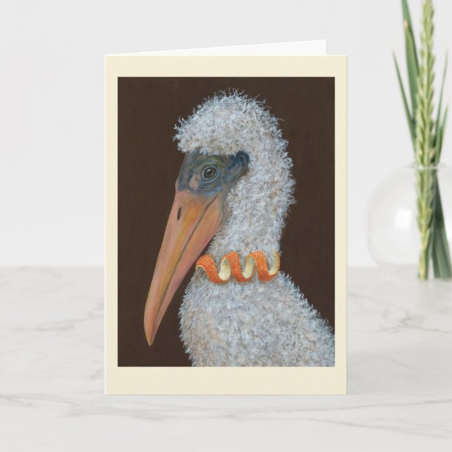 Lucretia the wood stork chick Folded Greeting Card (Front)