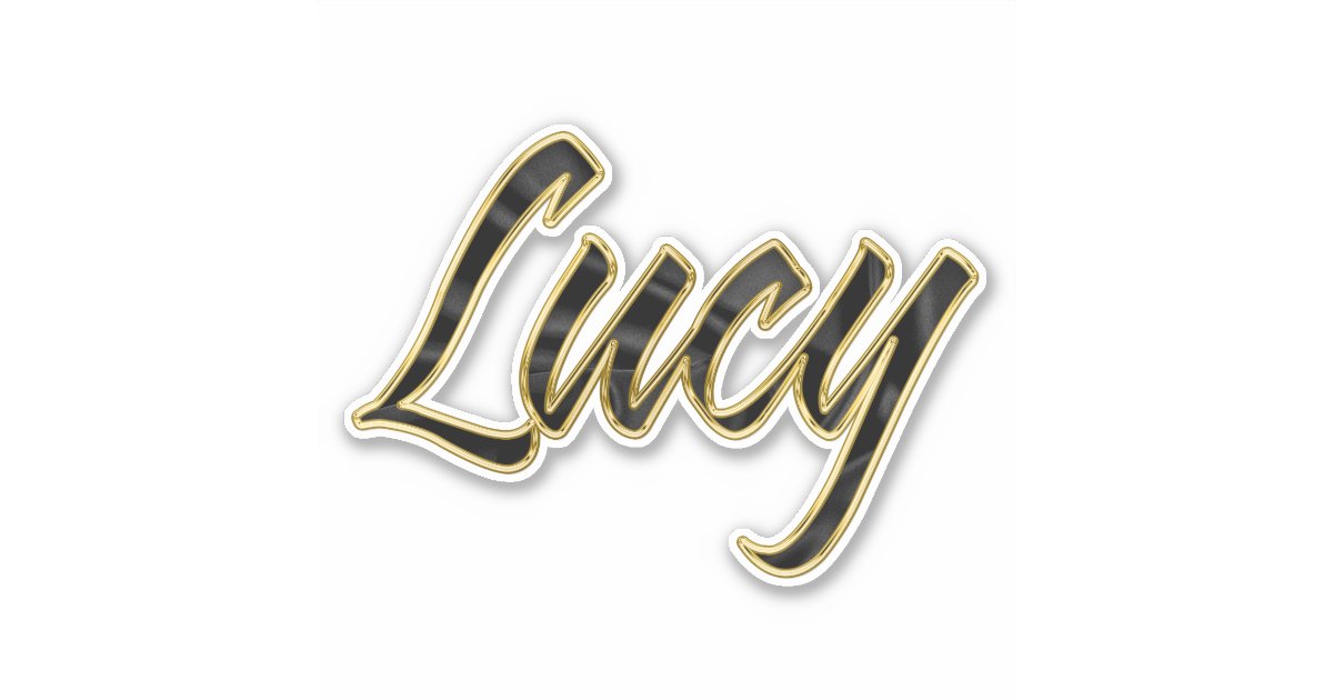 Lucy black gold lettering sticker | Zazzle