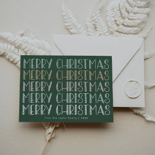 LUCY Dark Green Cute Fun Family Merry Christmas Holiday Card