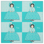 Lucy Doll With Aqua Polka Dot Background Fabric