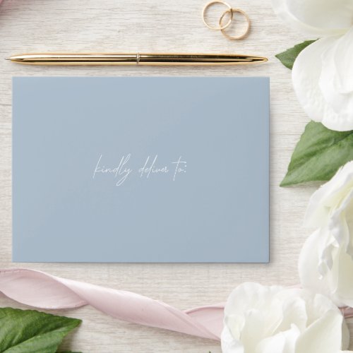 Lucy Dusty Blue Classic Elegant Wedding Envelope