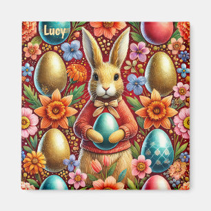 LUCY ~ Easter Bunny and Eggs ~ Magnet