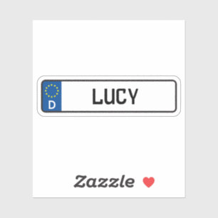 Lucy German Car License Plate Sticker