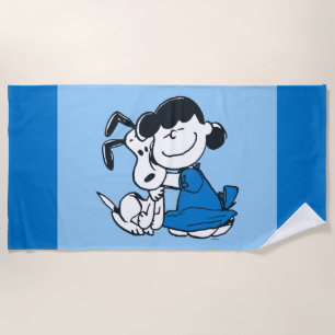 Lucy Hugging Snoopy Beach Towel