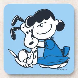 Lucy Hugging Snoopy Beverage Coaster