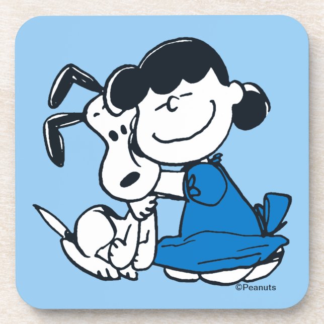 Lucy Hugging Snoopy Beverage Coaster (Front)