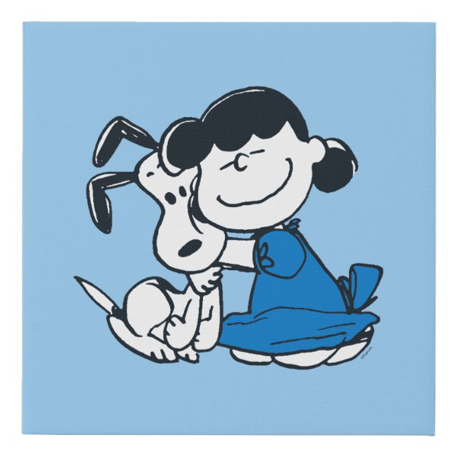 Lucy Hugging Snoopy Faux Canvas Print (Front)