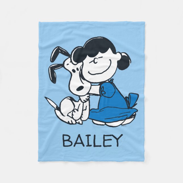 Lucy Hugging Snoopy Fleece Blanket (Front)